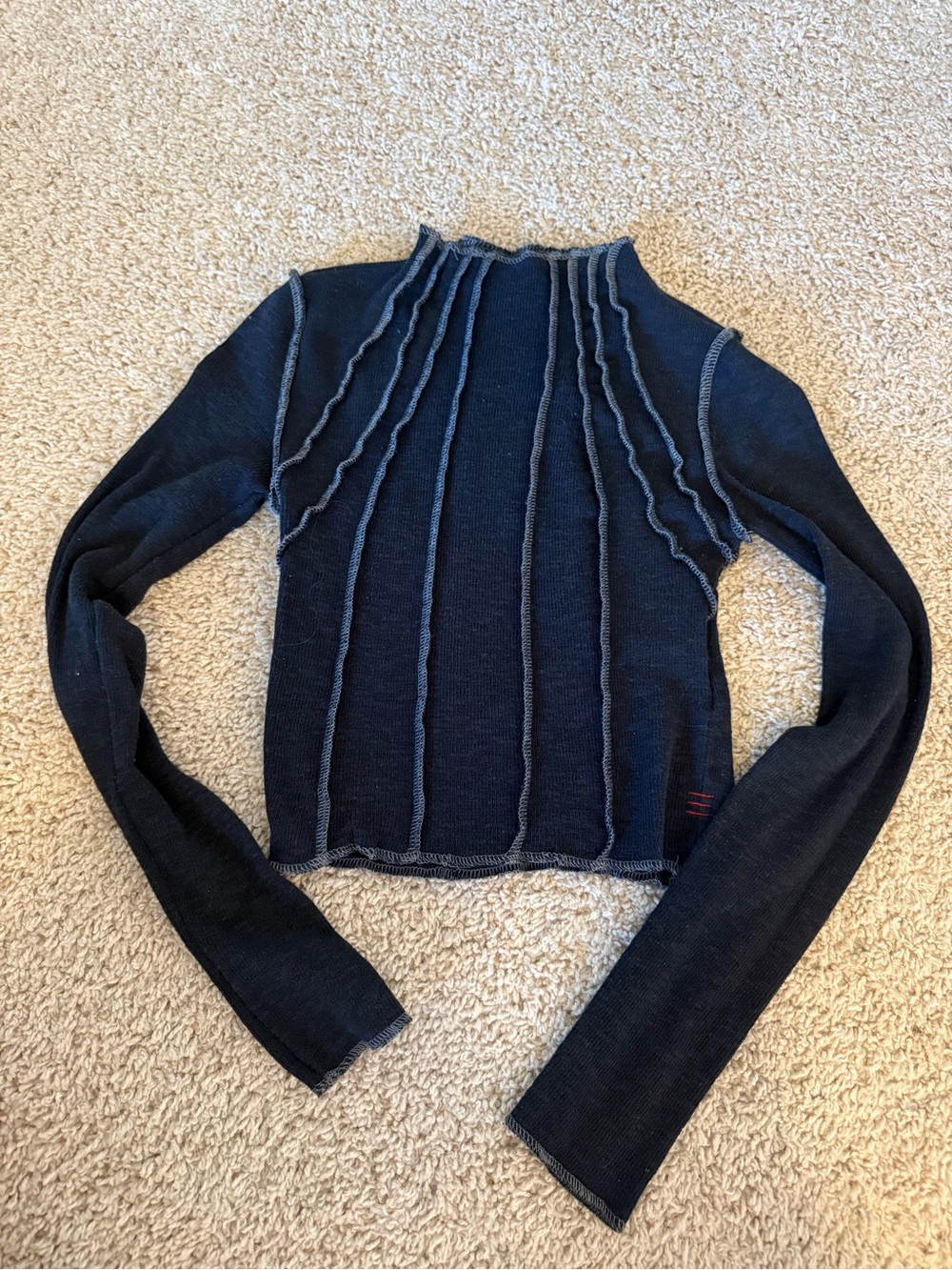 Urban Outfitters BDG Black Rib-Seam Cropped Long-Sleeve Top